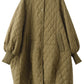 Women Casual Solid Rhomboid O-Neck Padded Coat