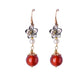 Boucles d'oreilles pendantes en perles d'agate rouge, 2 pièces, fleur de coquillage