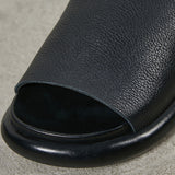 Women Casual Solid Leather Soft Outdoor Slippers