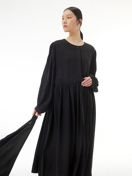 Women Spring Artsy Solid Loose Dress