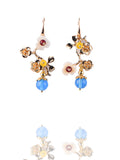Vintage Blue Agate Shell Flower Gilding Flower Earrings