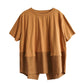 Women Summer Vintage Spliced Solid Cotton Shirt