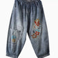 Pantalon sarouel en Denim brodé de fleurs Vintage pour femmes, été