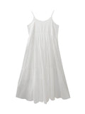 Women Summer Casual Solid Stitching Cotton Vest Dress