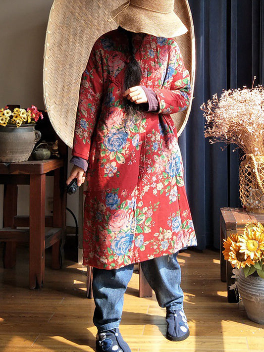 Robe ethnique à fleurs pour femmes, fermeture inclinée