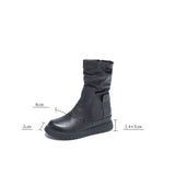 Winter Women Casual Genuine Leather Spliced Solid Boots