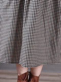 Women Summer Casual Plaid Pocket Pleat Loose Dress