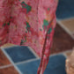 Women Vintage Floral lButton Drawstring Thin Linen Robe Dress