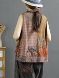 Women National Ethnic Spliced Floral Lacework Vest