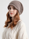 Women Winter Short Brim Knitted Pile Hat