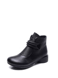 Women Autumn Casual Soft Leather Chunky Heel Ankle Boots