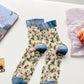 5 Pairs Women Artsy Spring Floral Jacquard Socks