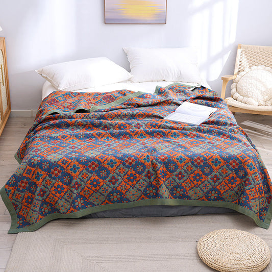 Three Layer Gauze Towel Quilt Cotton Jacquard Blanket