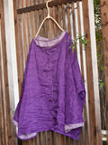 Women Retro Spring Solid Stitching Loose Shirt