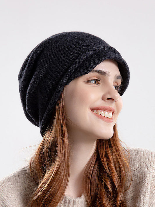 Women Winter Short Brim Knitted Pile Hat