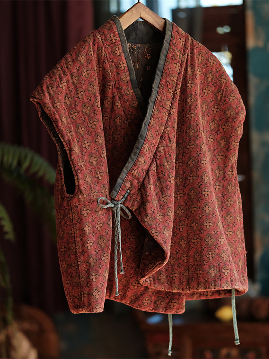 Women Vintage Floral Cotton Vest