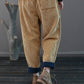 Pantalon vintage en velours côtelé pour femme, doublure en laine, poches solides