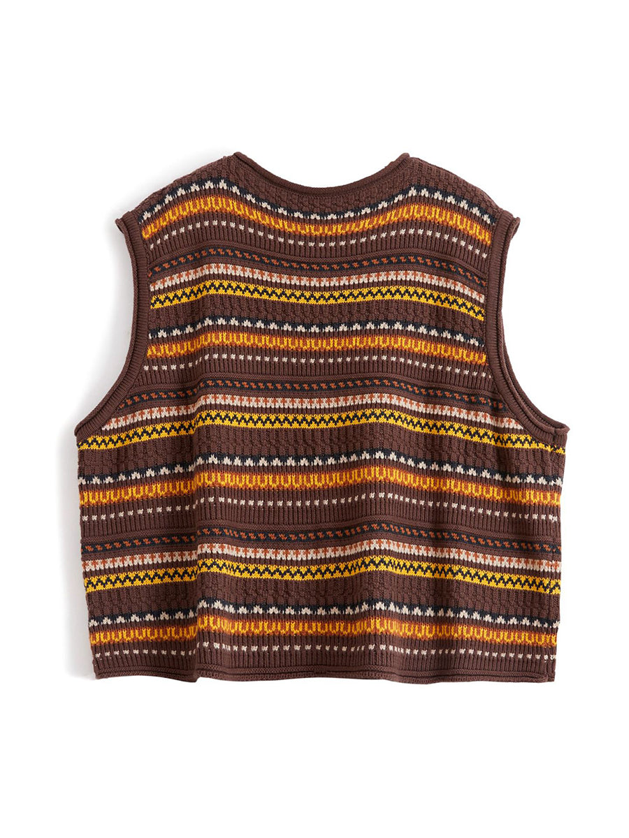 Women Retro Autumn Knitted O-Neck Loose Vest