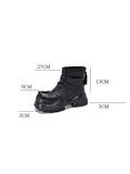 Women Retro Pure Leather Square-Toe Platform Boots