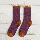 5 Pairs Women Japan Style Color Block Lace Socks