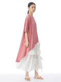Women Casual Solid Drawstring Spliced Irregular Hem Shirt