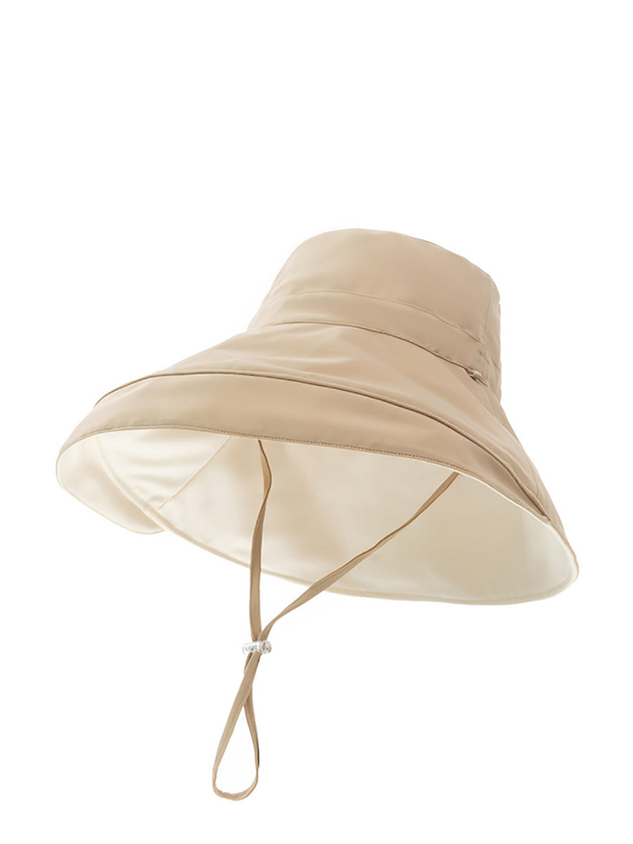 Women Summer Solid Large-Brim Sunproof Hat