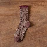 6 Pairs Women Autumn Flower Jacquard Lace Socks
