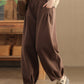 Women Casual Solid Loose Cotton Thicken Harem Pants