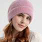 Women Winter Plush Solid Knitted  Hat