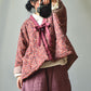 Women 100%Cotton Winter Ethnic Floral V-neck Coat