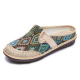 Women Summer Ethnic Geometric Knitted Straw Shoes