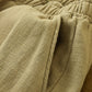 Women Winter Ramie Solid Fleece-lined Wide-leg Pants