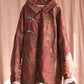 Women Ethnic Print Linen Padded Coat