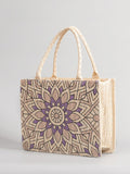 Women Bohemia Straw Knitted Flower Handbag Tote Bag