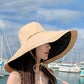 Women Casual Colorblock Drawstring Travel Sunproof Hat