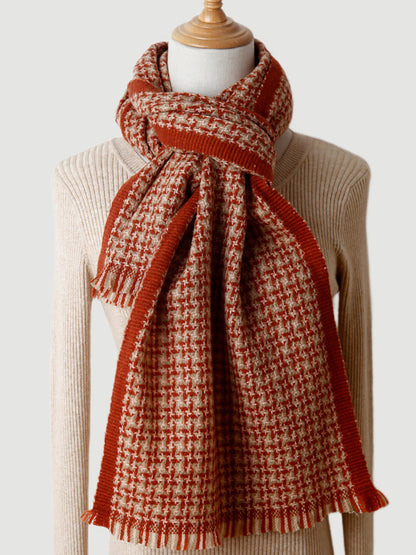 Women Winter Lattice Vintage Wool Scarf