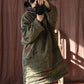 Manteau long rembourré en lin à fleurs ethniques pour femmes