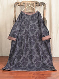Women Spring Floral Stitching O-Neck Loose Robe Dress