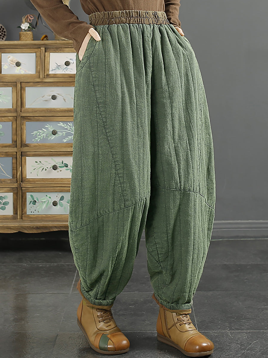 Pantalon sarouel rembourré épais et rétro pour femmes
