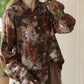 Women Vintage Spring Flower Loose Cotton Shirt