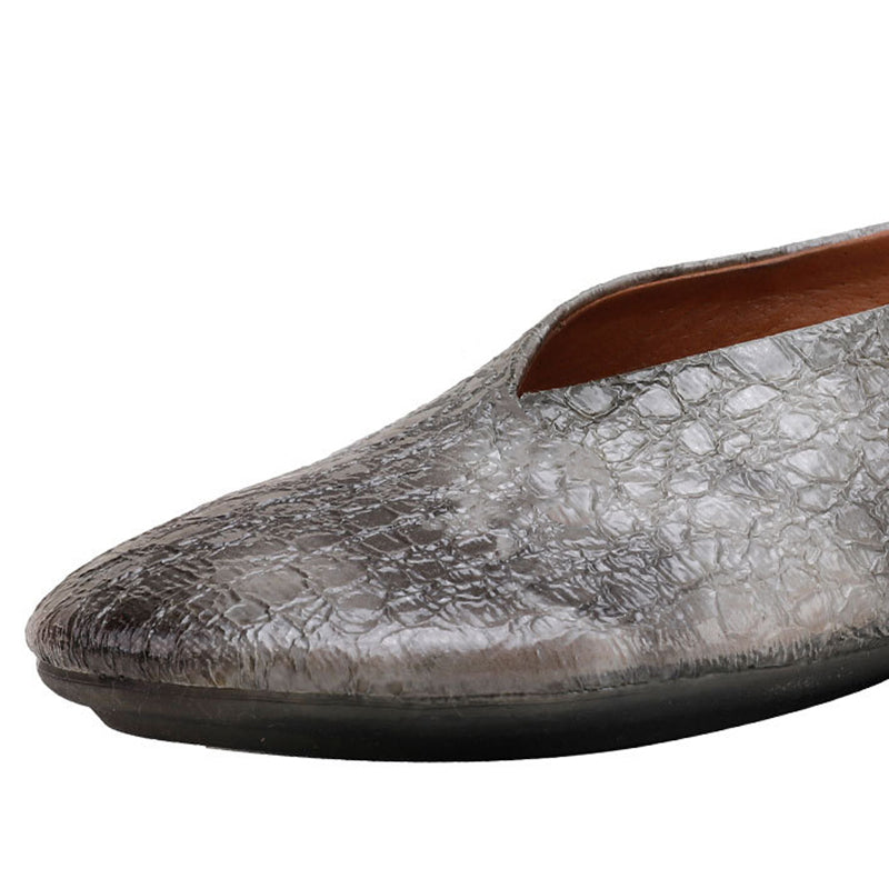 Women Vintage Grain Leather Soft Flat Shoes