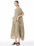 Women Summer Casual Loose Solid Irregular Hem Dress