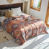Four Layers Gauze Floral 100% Cotton Sofa Summer Throw Blanket Quilt