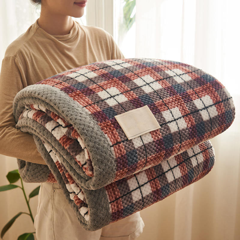 Winter Japan Style Flannel Plaid Bed Throw Blanket