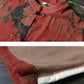 Women Vintage Red Flower Cotton Linen Long Shirt