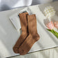 4 paires de chaussettes jacquard à fleurs vintage pour femmes