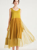 Women Casual Solid Summer Lace Spliced Vest Dress