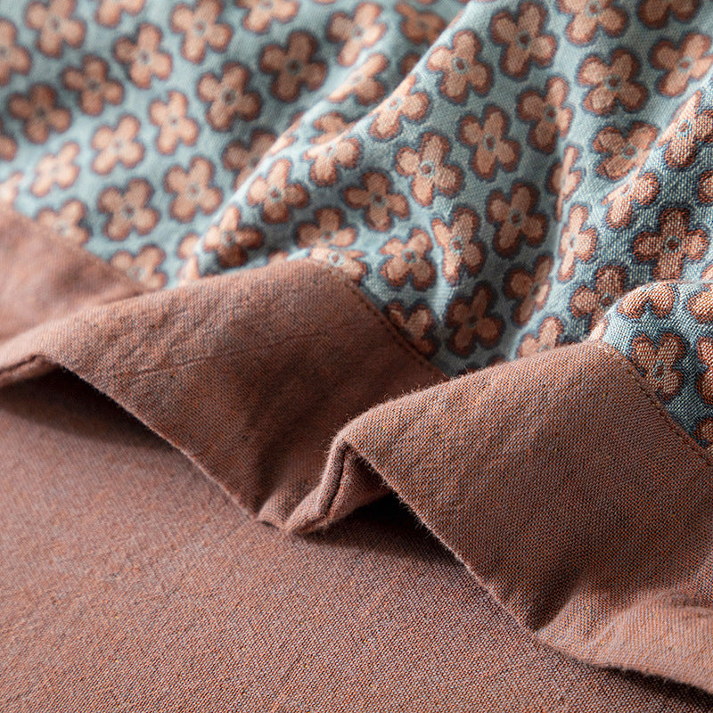 4 Pieces Set 100% Cotton Double Layer Cotton Simple Quilt Cover Sheet Throw Blanket Quilt