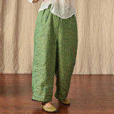 100% Linen Women Summer Pure Color Straight Pants