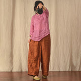 100% Linen Women Summer Pure Color Straight Pants